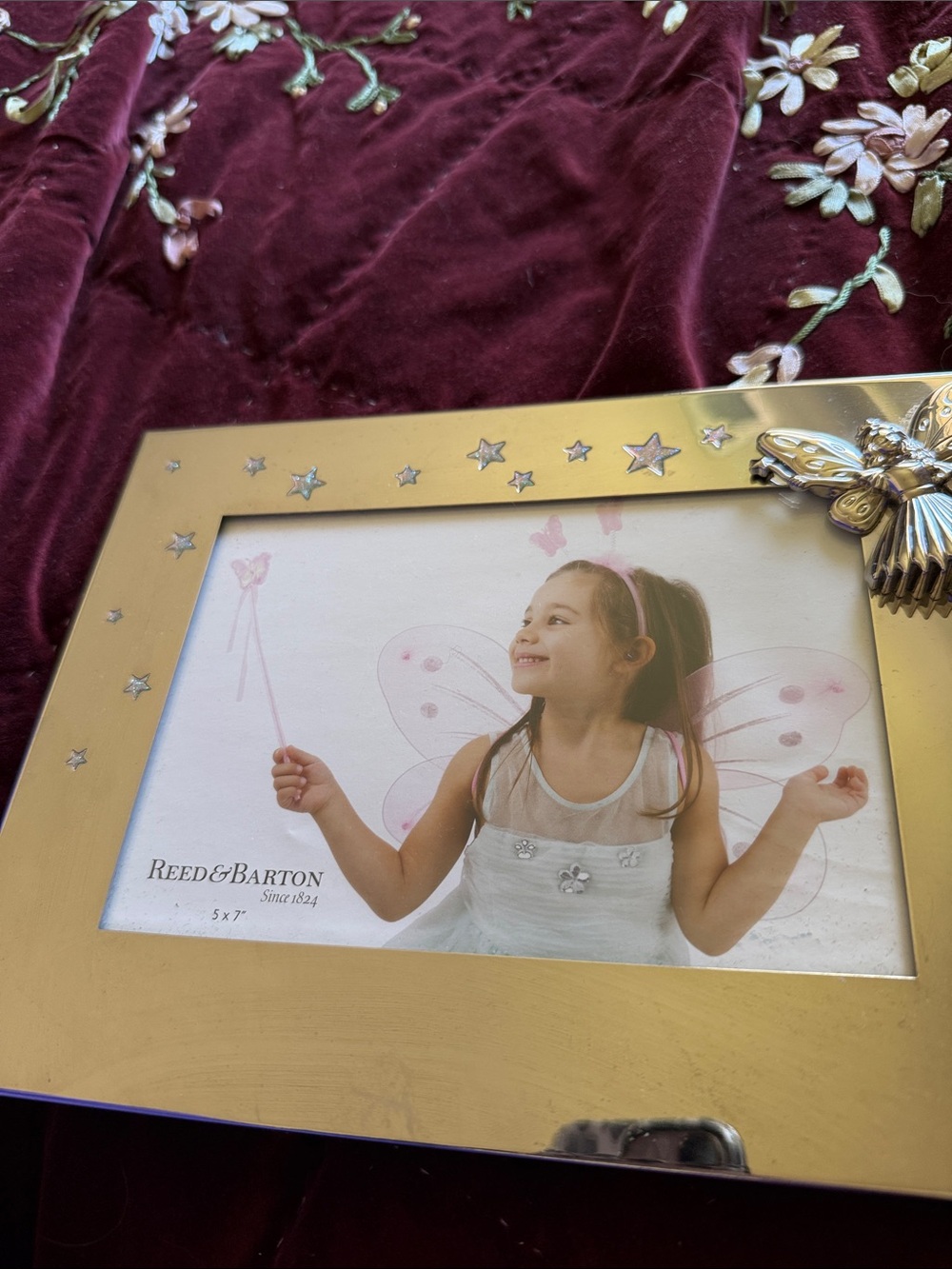 Reed & Barton Gold Picture Frame with Butterfly Accent